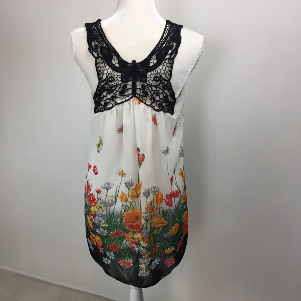 Forever 21 Dress Sz Small Tank Top Butterfly Flowy - Picture 2 of 7